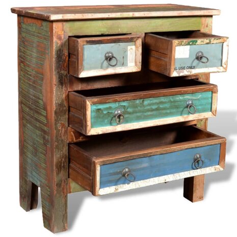 Kast met 4 lades massief gerecycled hout  4