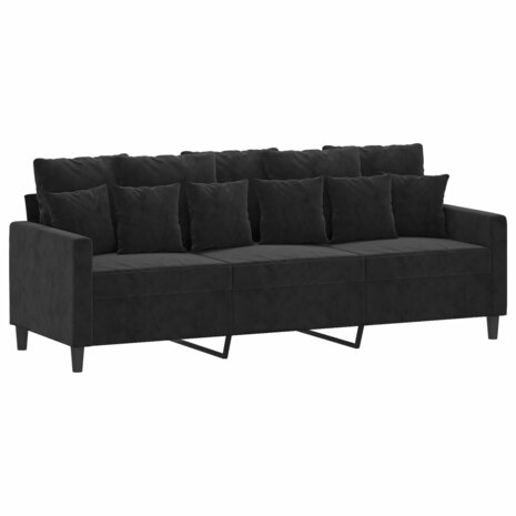 2-delige Loungeset met kussens fluweel zwart 4