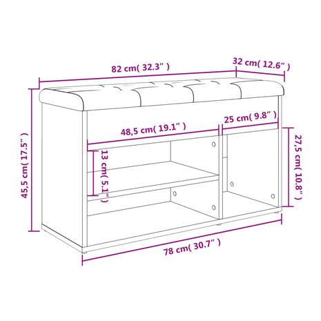 Schoenenbank 82x32x45,5 cm bewerkt hout wit 11