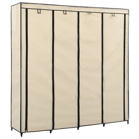 Kledingkast met 4 vakken 175x45x170 cm crème 2