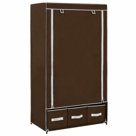Kledingkast 87x49x159 cm stof bruin 1