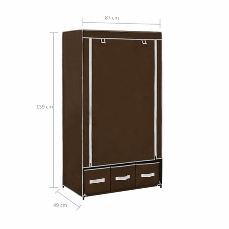 Kledingkast 87x49x159 cm stof bruin 8