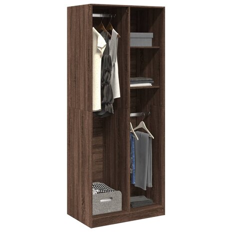 Kledingkast 80x50x200 cm bewerkt hout bruin eikenkleur 1