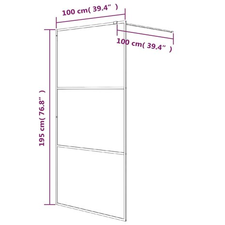 Inloopdouchewand 100x195 cm transparant ESG-glas zwart 7