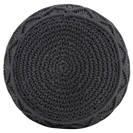 Poef macramé handgemaakt 45x30 cm katoen antraciet 3