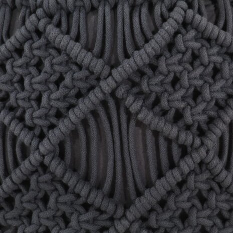 Poef macramé handgemaakt 45x30 cm katoen antraciet 4