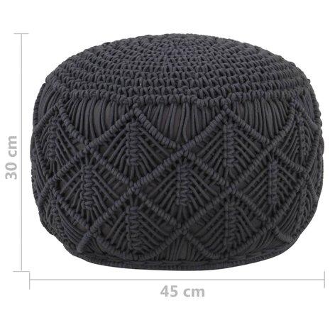Poef macramé handgemaakt 45x30 cm katoen antraciet 5