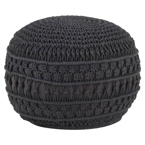 Poef macramé handgemaakt 45x30 cm katoen antraciet 1