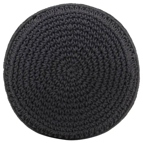 Poef macramé handgemaakt 45x30 cm katoen antraciet 2