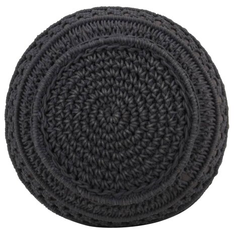 Poef macramé handgemaakt 45x30 cm katoen antraciet 3