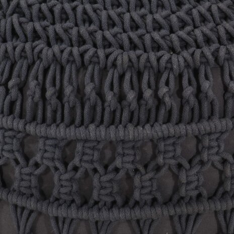 Poef macramé handgemaakt 45x30 cm katoen antraciet 4