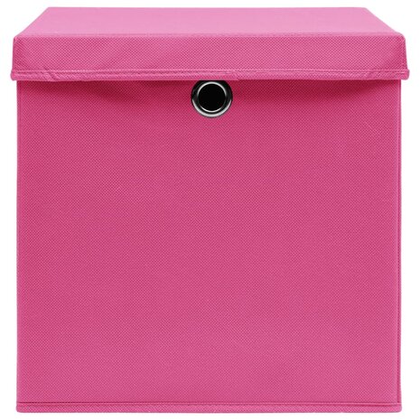 Opbergboxen met deksel 10 st 28x28x28 cm roze 5