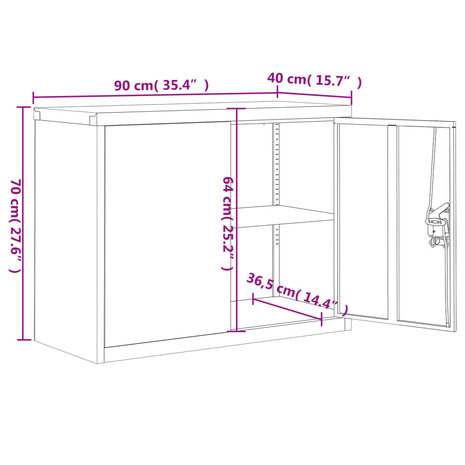 Archiefkast 90x40x70 cm staal lichtgrijs en blauw 11