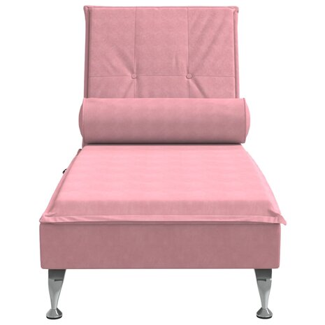 Massage chaise longue met bolster fluweel roze 4