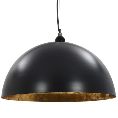Plafondlampen 2 st halfrond E27 50 cm zwart en goudkleurig 5