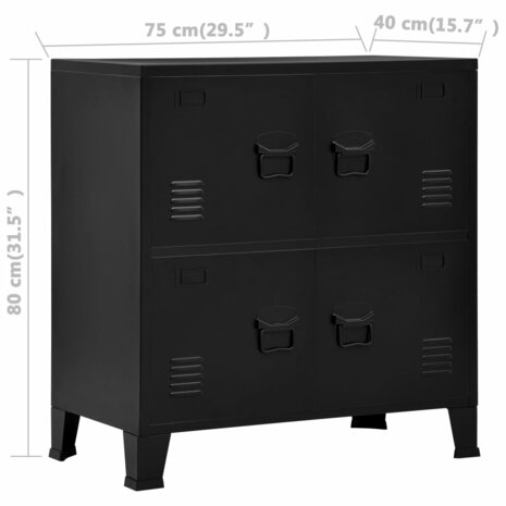 Opbergkast industrieel 75x40x80 cm staal zwart 7