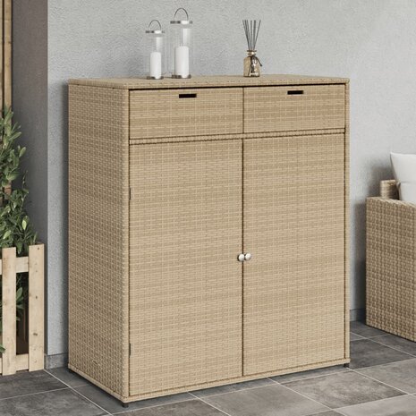 Tuinkast 105x55x113 cm poly rattan beige 1