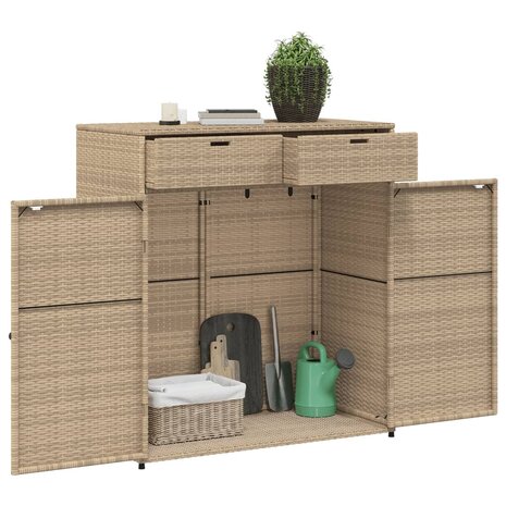 Tuinkast 105x55x113 cm poly rattan beige 5