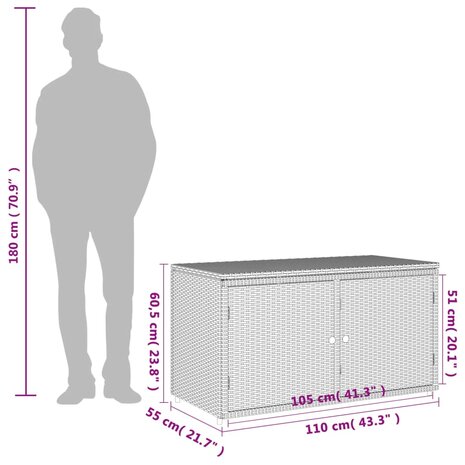 Tuinkast 110x55x60,5 cm poly rattan zwart 12