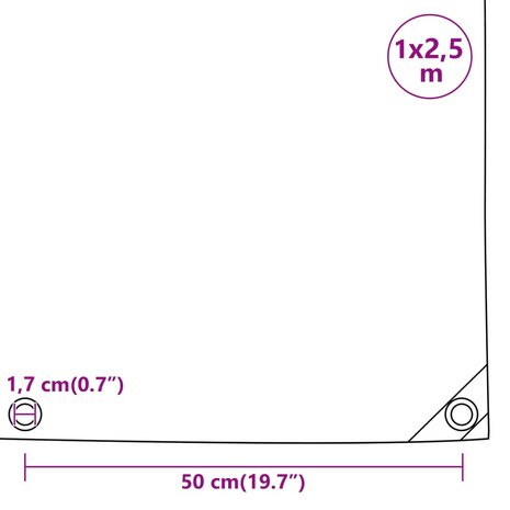 Dekzeil 650 g/m² 1x2,5 m wit 9