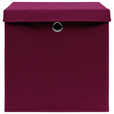 Opbergboxen met deksel 10 st 28x28x28 cm donkerrood 4