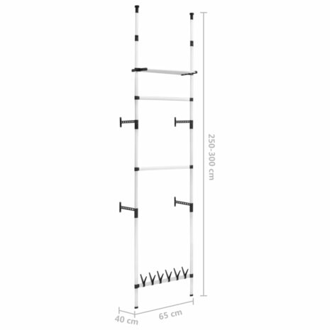 Kledingkastsysteem met stangen en schap telescopisch aluminium 10