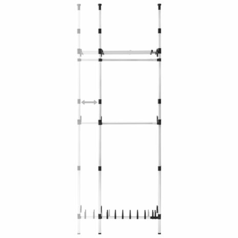 Kledingkastsysteem met stangen en schap telescopisch aluminium 7