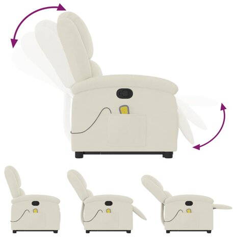 Sta-op-massagestoel verstelbaar fluweel crèmekleurig 6