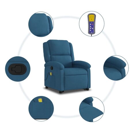 Sta-op-massagestoel verstelbaar fluweel blauw 7