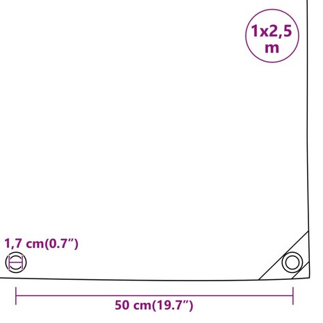 Dekzeil 650 g/m² 1x2,5 m grijs 9