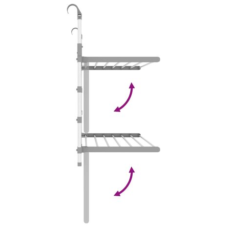 Droogrek voor balkon 89x25x(60-95) cm aluminium 5