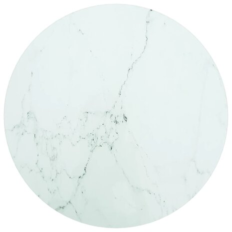 Tafelblad Ø50x0,8 cm gehard glas met marmeren design wit 1