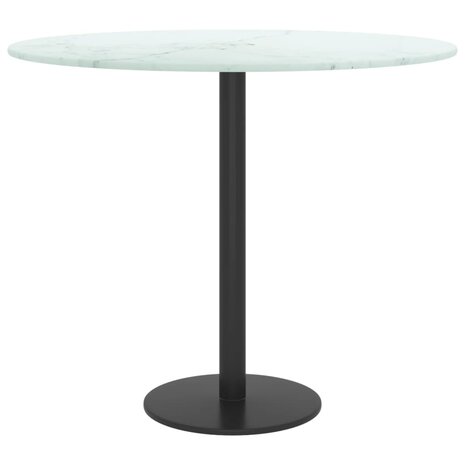 Tafelblad Ø50x0,8 cm gehard glas met marmeren design wit 3