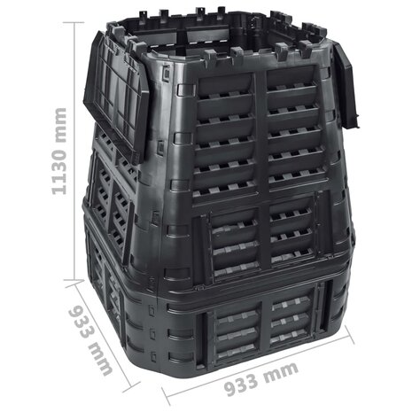 Compostbak 740 L 93,3x93,3x113 cm zwart 10