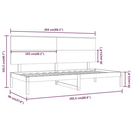 Slaapbank zonder matras 90x200 cm massief grenenhout wit 6