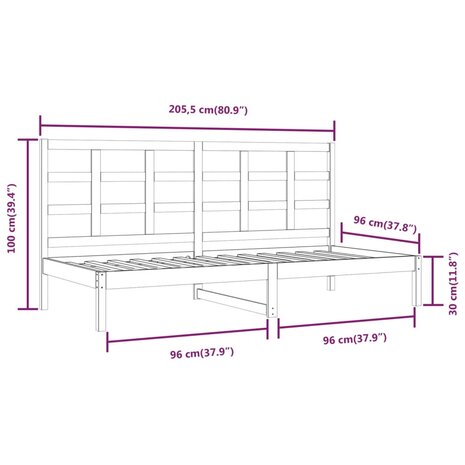Slaapbank zonder matras 90x200 cm massief grenenhout wit 6