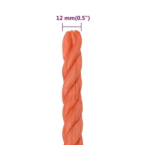 Werktouw 12 mm 50 m polypropeen oranje 6