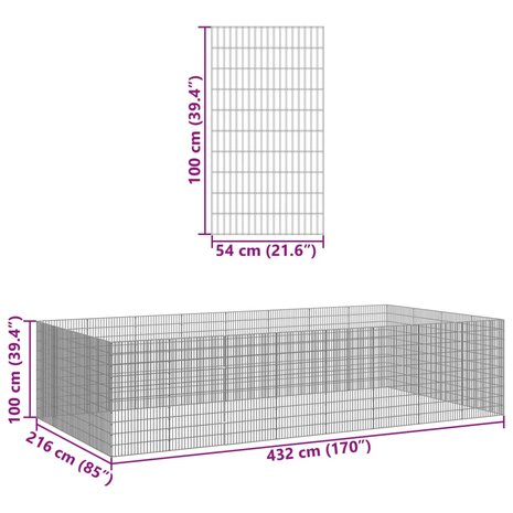 Dierenverblijf 24 panelen 54x100 cm gegalvaniseerd ijzer 7