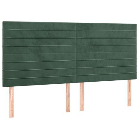Hoofdborden 4 st 80x5x78/88 cm fluweel donkergroen 2