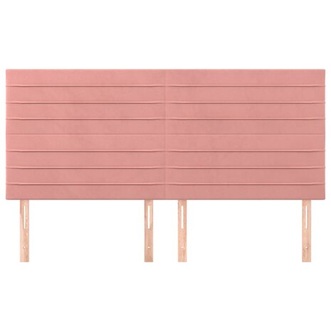 Hoofdborden 4 st 80x5x78/88 cm fluweel roze 3