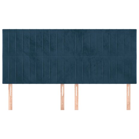 Hoofdborden 4 st 90x5x78/88 cm fluweel donkerblauw 3