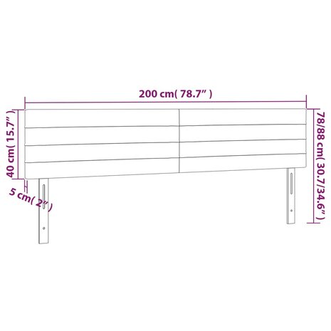 Hoofdborden 2 st 100x5x78/88 cm stof donkerbruin 8