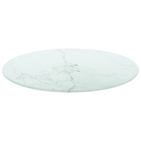Tafelblad Ø40x0,8 cm gehard glas met marmeren design wit 2