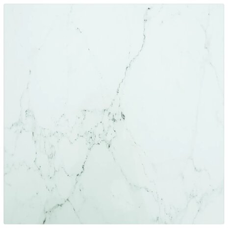 Tafelblad 40x40 cm 6 mm gehard glas met marmeren design wit 1
