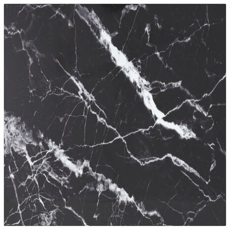 Tafelblad 60x60 cm 6 mm gehard glas met marmeren design zwart 1