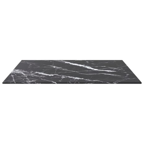 Tafelblad 60x60 cm 6 mm gehard glas met marmeren design zwart 3