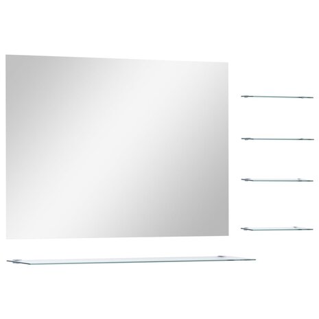 Wandspiegel met 5 schappen 80x60 cm zilverkleurig 2