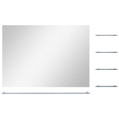 Wandspiegel met 5 schappen 80x60 cm zilverkleurig 3