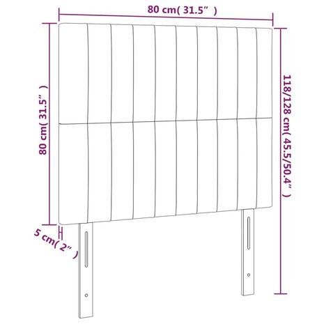 Hoofdborden 2 st 80x5x78/88 cm stof crèmekleurig 8