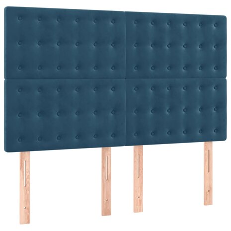 Hoofdborden 4 st 72x5x78/88 cm fluweel donkerblauw 2